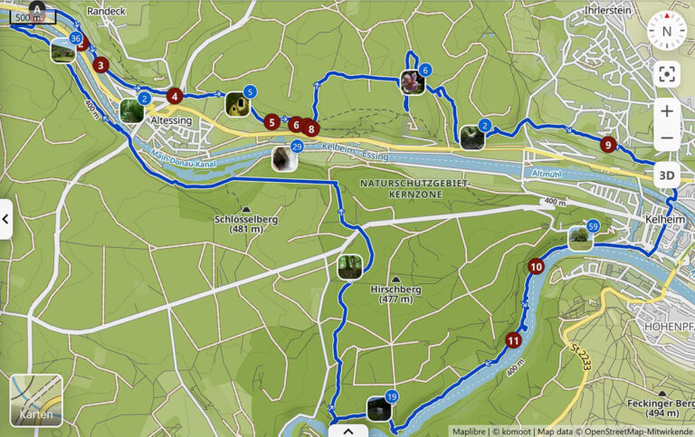 Karte einer Tour auf Komoot