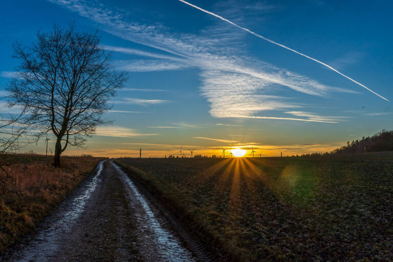 Tiefstehende Sonne über der Fränkischen Alb