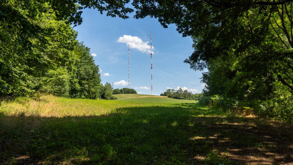 Blick auf die Sendemasten des Dillberg