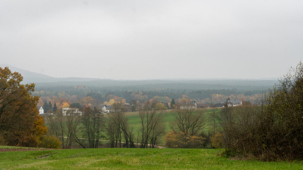 Unterhaidelbach und im Nebel versunkener Wald